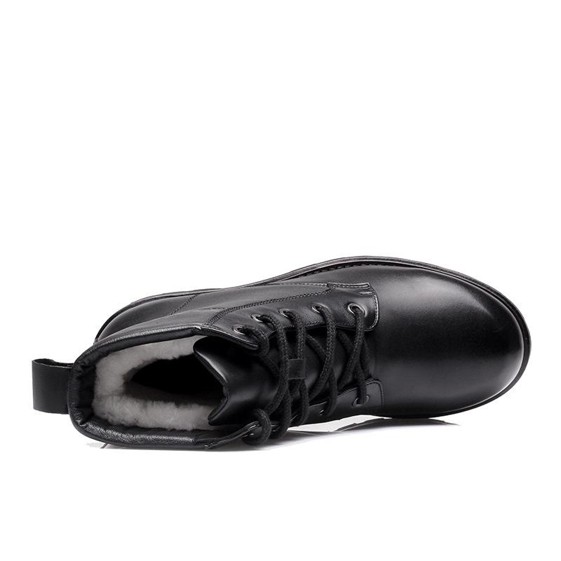 ブーツ 男性用 ウール あったか 牛革 スノーブーツ ショートブーツ 防寒 滑り止め ラウンドトゥ レース..