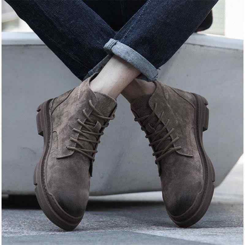 ブーツ メンズ 男性用 本革 レザー 馬丁靴 ショートブーツ ミドル丈 英国風 通気性 カーキ 真皮 カフェ..