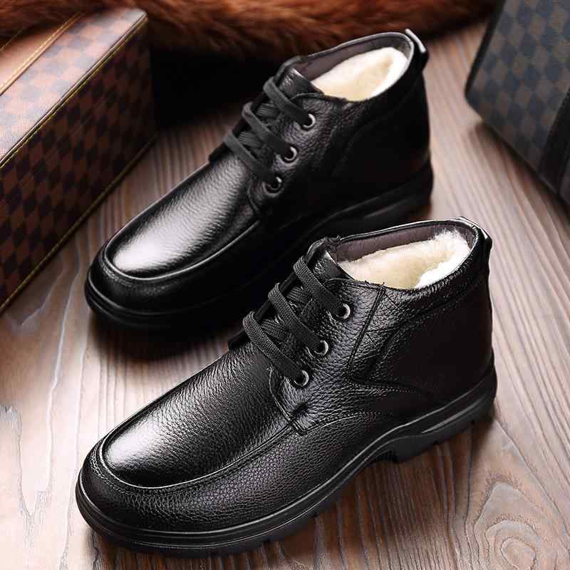 ブーツ 男性用 羊毛 あったか 防寒 レザー ショートブーツ 秋冬 牛革 柔らかいソール 滑り止め ミドル..