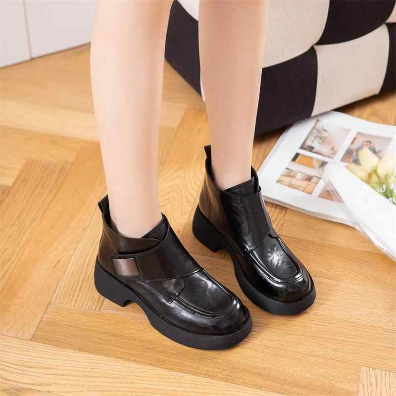 ブーツ レディース 男性用 厚底 マウンテンブーツ 本革 ショートブーツ 秋冬 レースアップ ワークブーツ ラウンドトゥ ローヒール 紐靴 レザー カジュアル ブラック ブラウン