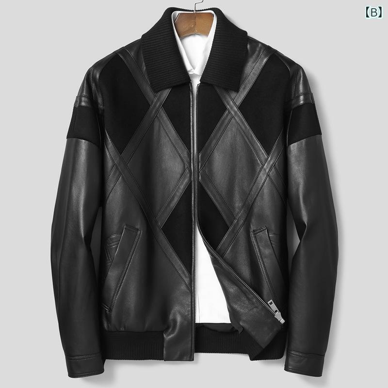 コート メンズ ウール 羊毛 ラムウール ジャケット ブルゾン 秋冬 茶 ブラウン 黒 ブラック ゆったり リラックス 菱形 襟付き