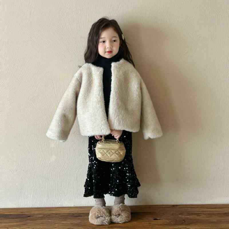 子供服 フェイクファーコート 女の子 韓国子供服 裏起毛 モコモコ あったか アウター 冬