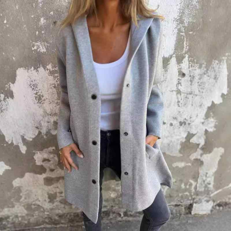 コート レディース 秋冬 テーラード ポリエステル 無地 Vネック 長袖 ゆったり ミドル丈 ポケット付き アメカジ ストリート 浅灰色 グリーン オレンジ ブラック レッド ピンク チョコレート色 ブルー