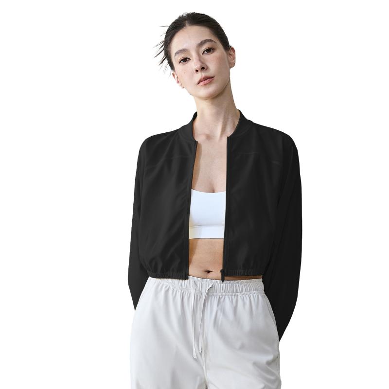 ヨガウェア レディース 薄手 長袖 ジップアップ ジャケット 運動着 ランニング スポーツウェア 接触冷感 ストレッチ 伸縮性 速乾 白 黒 黄色系