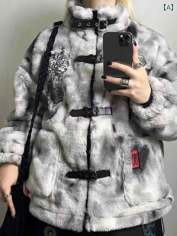 コート メンズ 男性用 刺繡 立襟 ウール混紡 兔毛風 ルーズフィット 秋冬 ホワイト アフリカ ヨーロッパ 南米 東南アジア 北米 東北アジア 中東