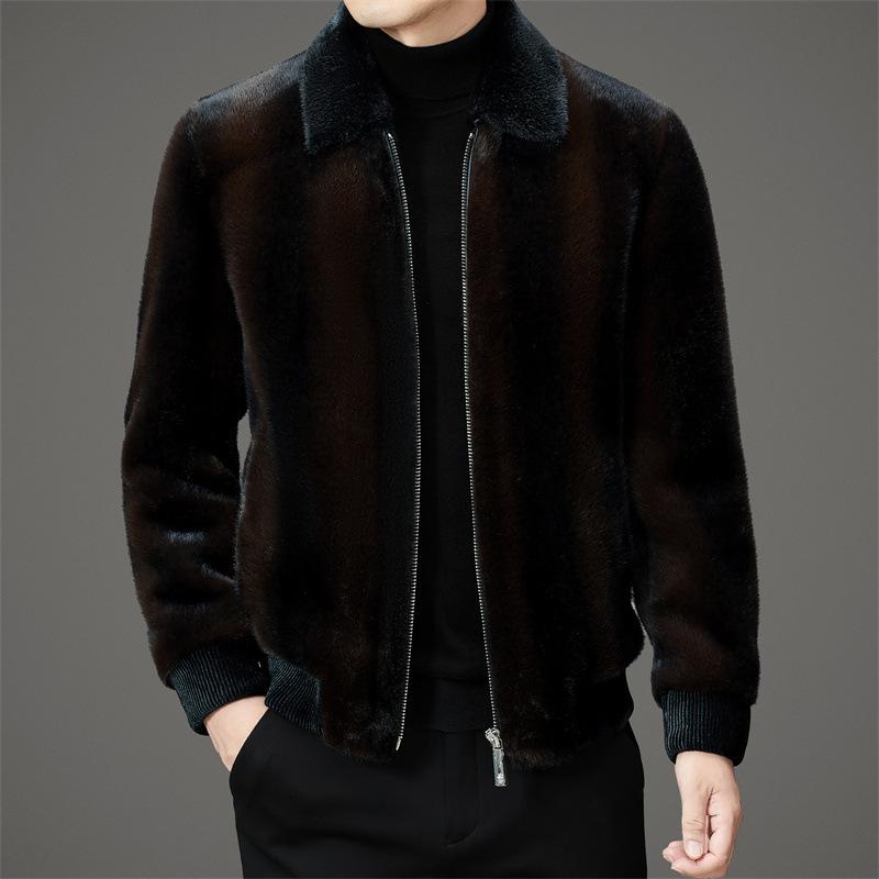 ジャケット メンズ 男性用 ブルゾン 秋冬 防寒 金貂绒 聚酯纤维 アウター 紳士服 厚手 暖かい 無地 襟付き ジッパー 多ポケット カジュアル スタイル