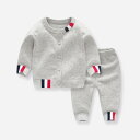 ベビー ニット セットアップ 秋冬 幼児 男の子 カーディガン パンツ 上下セット コットン 英国風 グレー ブルー系