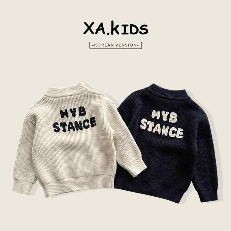 ニット・セーター キッズ 男女兼用 子供服 韓国風 カジュアル アルファベット柄 カーディガン 厚手 ニ..