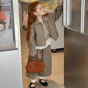 子供用セットアップ 女の子 秋物 ニットカーディガン ロングパンツ 上下2点セット かわいい 蝶結び 無地 グレー カーキ 90 100 110 120 130...