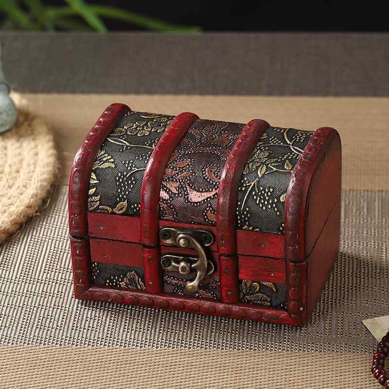 収納ボックス 木製 鍵付き セット レトロ 小物入れ 化粧品 ジュエリー 防塵 卓上 整理 新中式 荷花柄 草花柄 葡萄柄