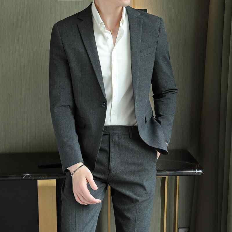 スーツ メンズ 男性用 ビジネス フォーマル 2点セット 紳士服 結婚式 グレー 春夏 秋冬 毛織