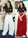 ダンス衣装 女の子 キッズ ダンスウェア 練習着 トップス ワイドパンツ セットアップ 子供 JAZZ ヒップホップ 110cm 120cm 130cm 140...