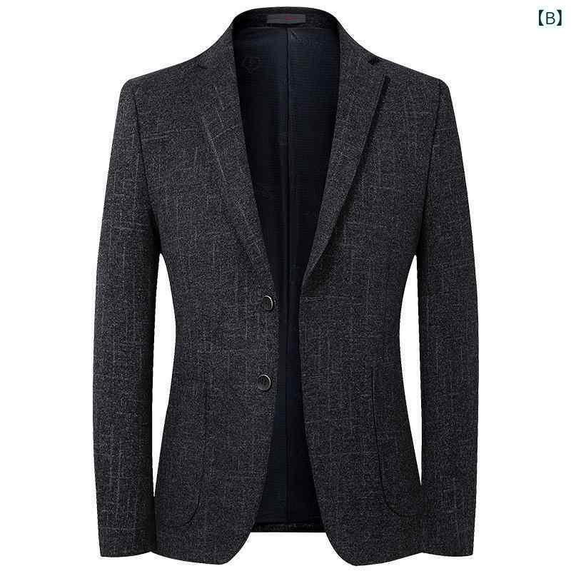 ジャケット メンズ テーラードジャケット ストレッチ 無地 スリムフィット ビジネス カジュアル 韓国風 春秋 ブラック ブルーグレー ポリエステル