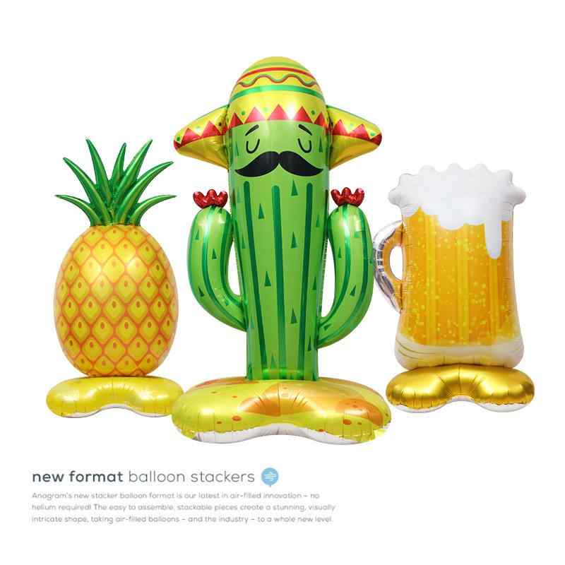 風船 パーティー 飾り付け 4D 立体 立ち ポップ 超特大 カートン サボテン パイナップル ビール グラス..