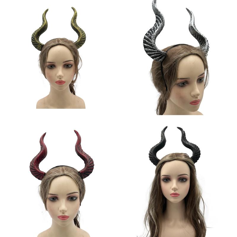 ヘアバンド レディース 女性用 ハロウィン コスプレ 仮装 ヘッドバンド ステージ 舞台 演出 小物 PU製 ブラック 黒 ゴールド 金 レッド 赤 シルバー ...