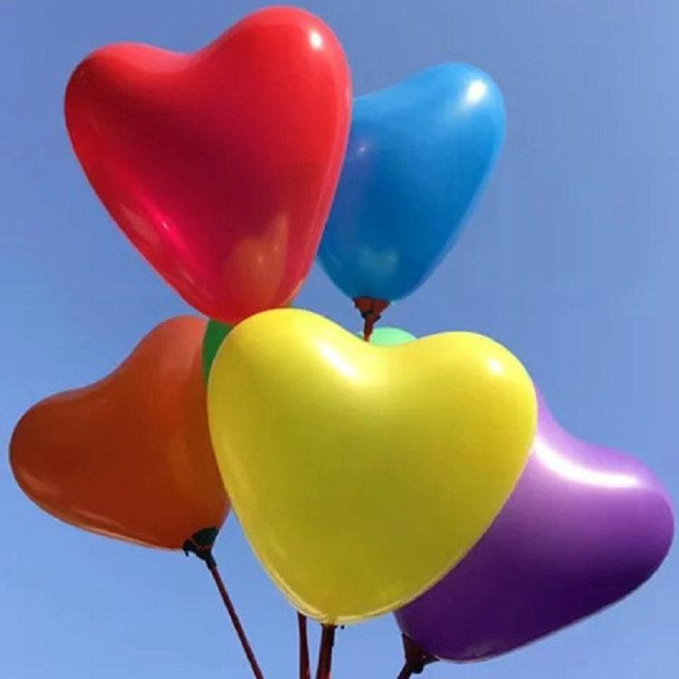 風船 ハート型 艶消し バルーン 誕生日 パーティー イベント 装飾 混色 白 黒 赤 ピンク系 青 緑 オレンジ 黄色 紫