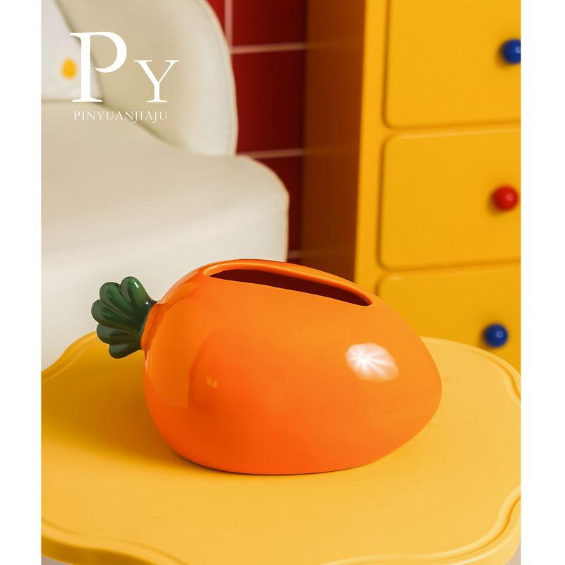 ティッシュボックス レディース メンズ 陶器 ニンジン型 キッチン 防水 多用途 リビング 浴室 洗面所 ..