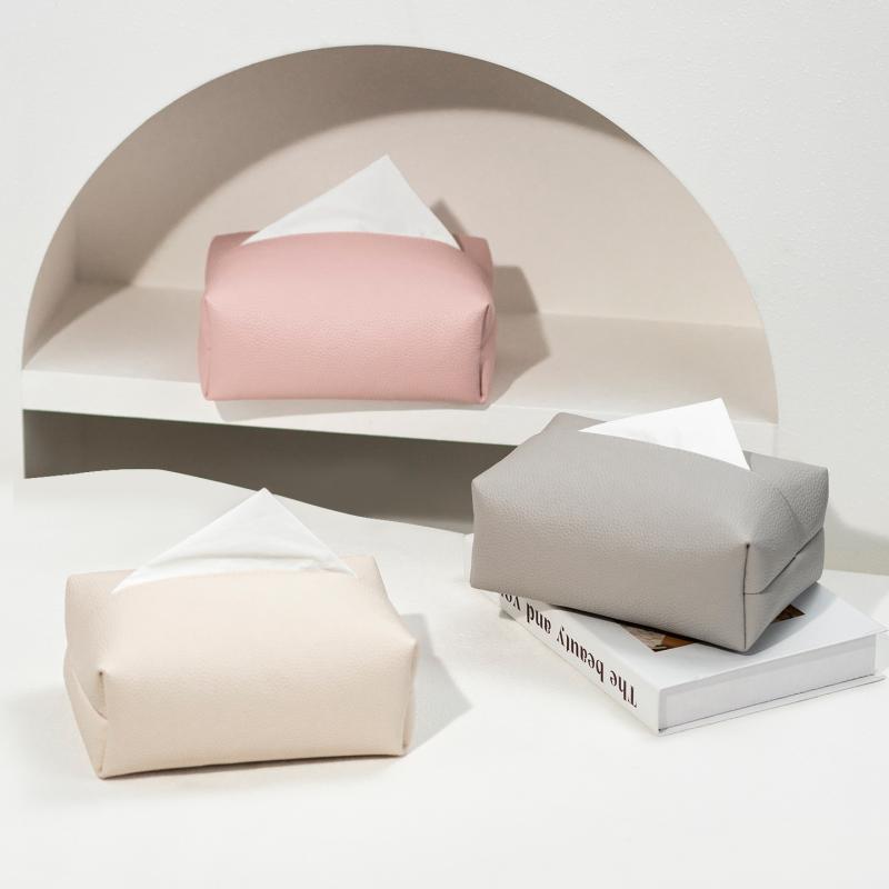 ティッシュボックス レディース メンズ レザー 車載 卓上収納 クリーム色 アプリコット ピンク グレー ..