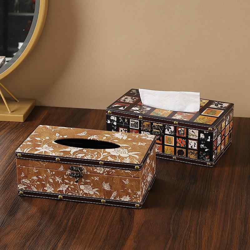 ・素材: 木・用途: 抽取式ティッシュ・利用場所: リビング・スタイル: 現代的、シンプル・カラー: 喜鹊登枝, 国風山茶花, 蝶戏花, 复古格韵