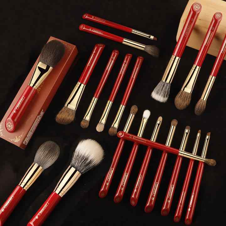 メイクブラシ 動物毛 喜上眉梢 中国赤 沧州 メイクブラシセット 散粉ブラシ アイシャドウブラシ チークブラシ コスメブラシ