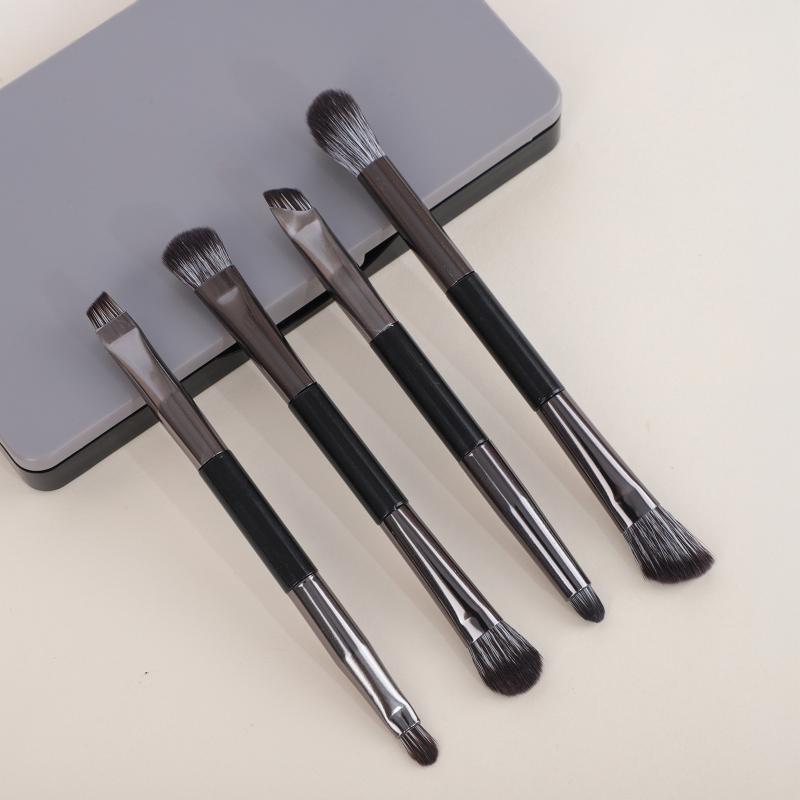 メイクブラシ 4本セット 携帯用 小型麻雀モチーフ ダブルヘッド アイシャドウブラシ 鼻影ブラシ コンシ..