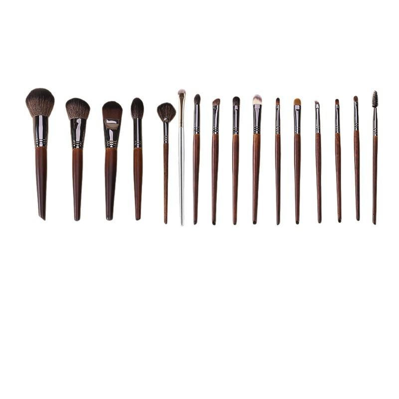 メイクブラシ レディース 16本セット 羊毛 アイシャドウブラシ フェイスブラシ 動物毛 原木色 裸ブラシ..