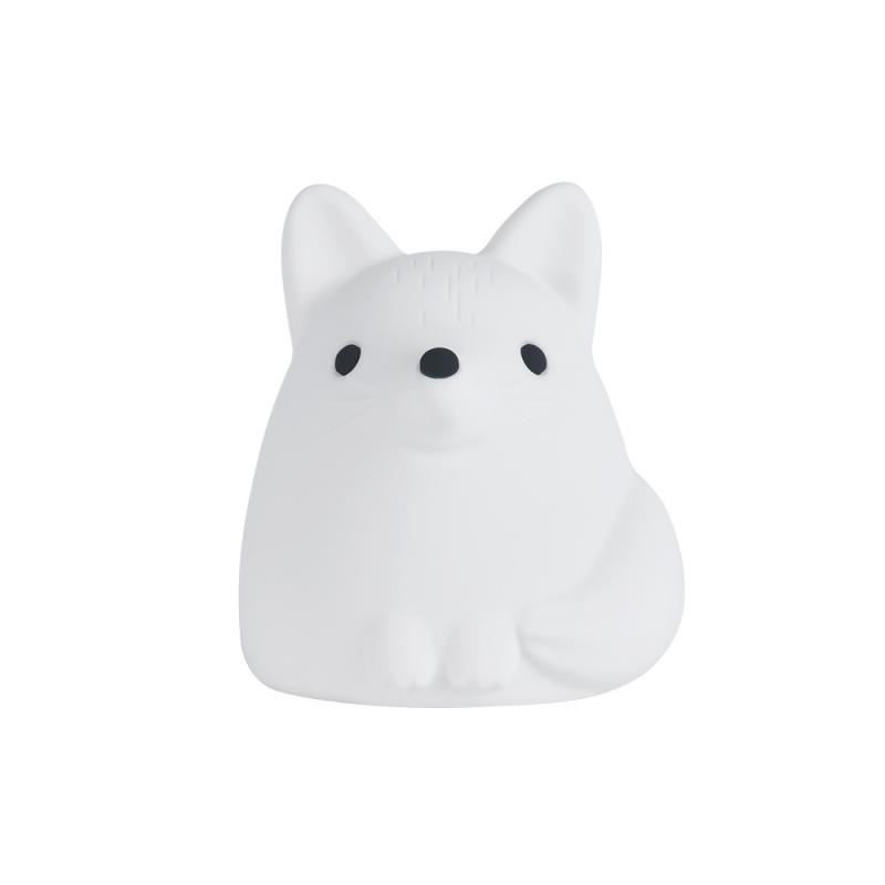 小夜灯 子供部屋用 狐 キツネ かわいい 萌え 癒やし系 ベッドサイドランプ 授乳ライト インテリア 雑貨 白色 シリコン製 呼吸ランプ 間接照明