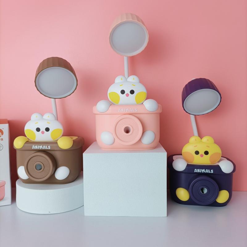 文房具 LED デスクライト 卓上ライト ミニ 鉛筆削り ペン削り 桜色 胡桃色 静 ब्लू 冷光 暖光 USB充電..