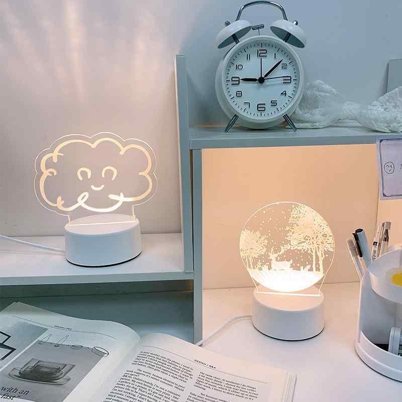 ナイトライト LED 韓国風 犬 アクリル製 ベッドサイドランプ 卓上ライト 暖光 黄光 USB充電式 7色 16色