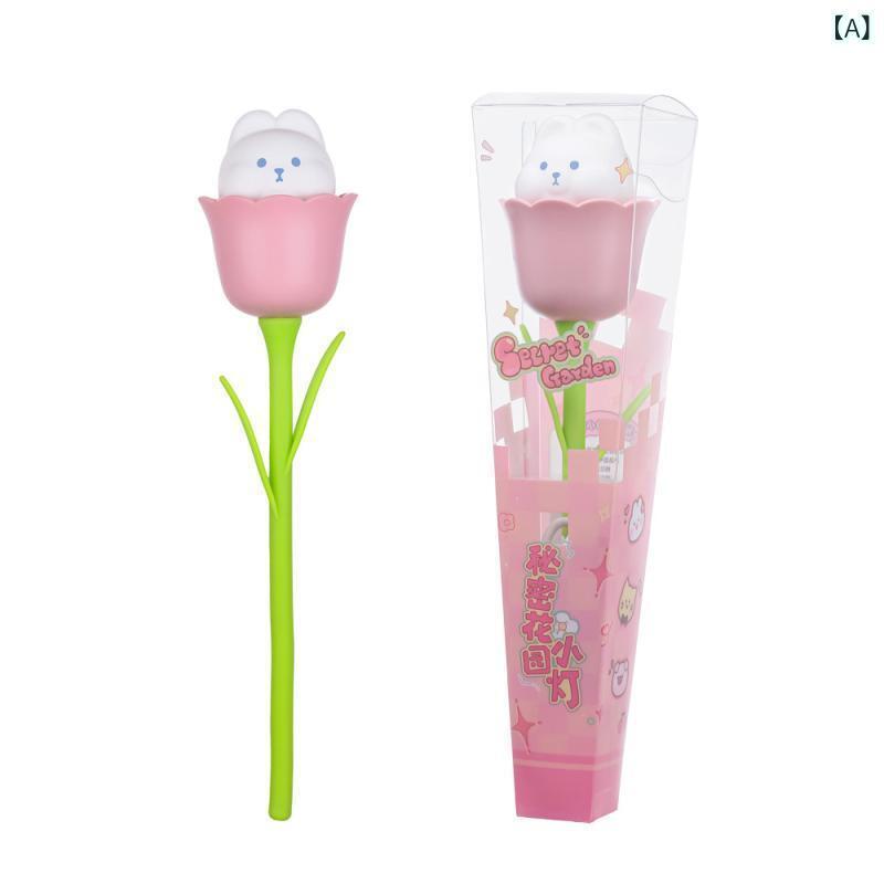 花束 小夜灯 三段階調節 卓上ライト ぬいぐるみ うさぎ ねこ ぶた シリコン製 かわいい インテリア 照..