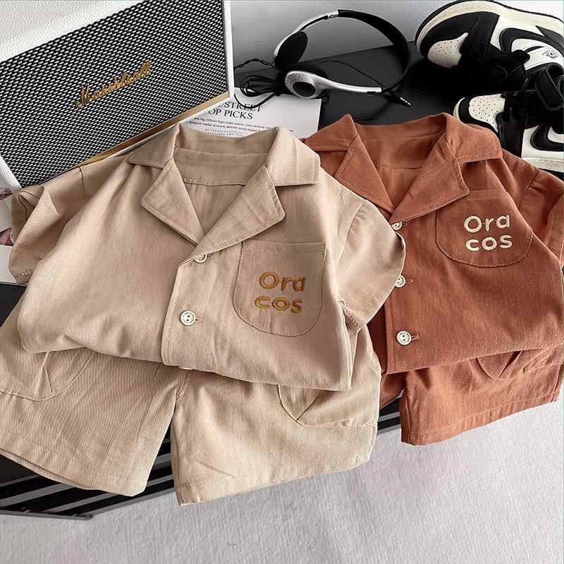 子供用スーツ 半袖シャツとハーフパンツの2点セット 夏服 ベビー服 男の子 乳幼児 1歳 2歳 3歳 綿85％ ..