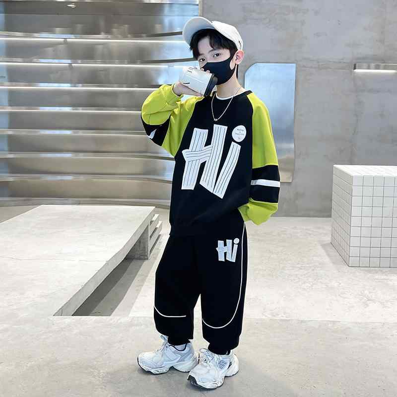 子供服 男の子用 スウェット セットアップ 春秋用 2点セット 長袖 長ズボン ボーイズ スポーツ 普段使い 通学 伸縮性 ブラック系