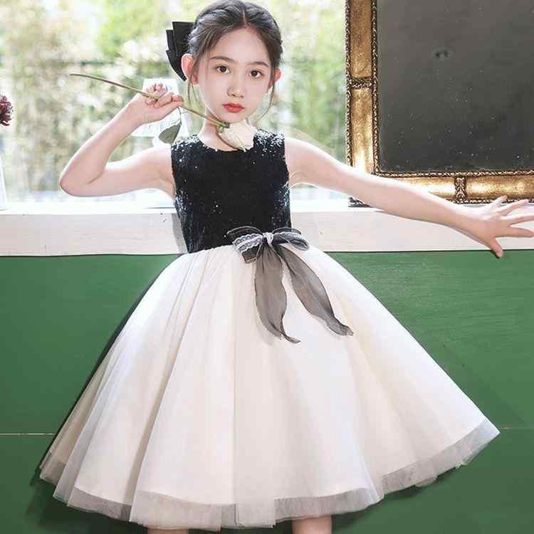 子供用ドレス 春 プリンセスドレス 女の子 発表会 ピアノ 演奏会 衣装 子供 軽量 高級感 チュール レース ブラック 100 110 120 130 140 150 160
