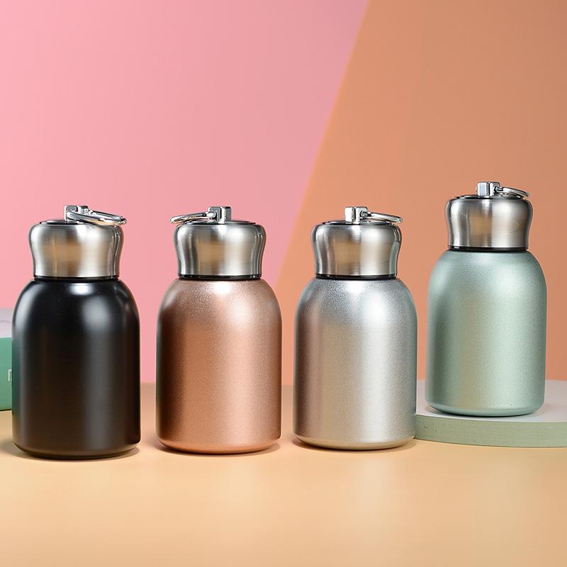 水筒 ステンレス製 300ml 男女兼用 携帯用 ミニ スリム かわいい 大肚杯 保温 保冷 オレンジ 乳白色 ゴ..