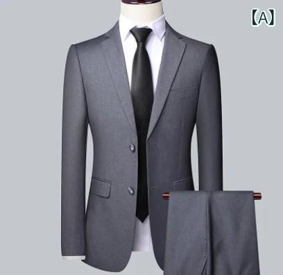 スーツ メンズ 春秋 スリム テーラードジャケット &amp; パンツ セットアップ ビジネス オフィススタイル グレー ブラック ネイビー コットン