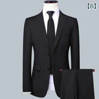 スーツ メンズ 春秋 スリム テーラードジャケット &amp; パンツ セットアップ ビジネス オフィススタイル グレー ブラック ネイビー コットン