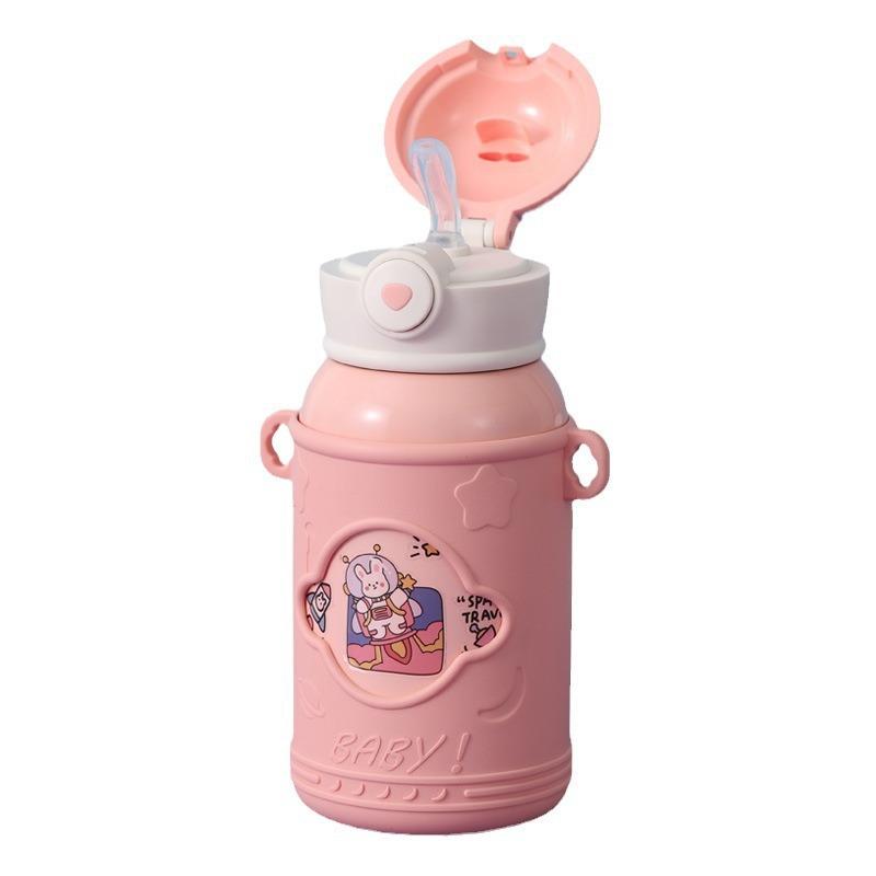 水筒 子供用 2WAY ステンレス ストロー付き 保温 保冷 コップ付き 316ステンレス鋼 高機能 かわいい アニマル柄 500ml 通学 遠足 アウトドア