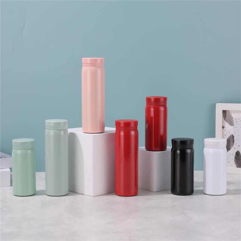 水筒 レディース メンズ 子供 304ステンレス鋼 ミニ 保温 ポータブル ポケットサイズ 無地 シンプル かわいい ギフト 200ml 300ml ピンク系 グリーン レッド グレー ブラック 真空
