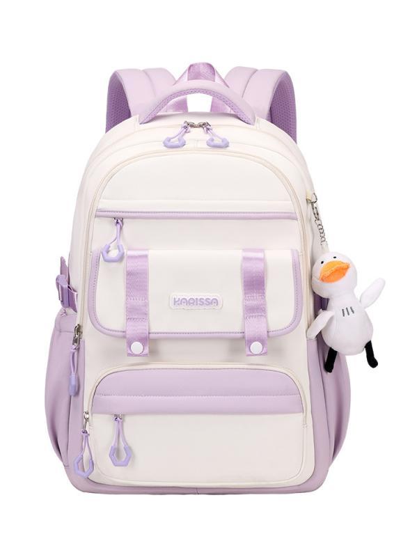 リュックサック キッズ 子供 女の子 小学生 高学年 防水 軽量 撥水 オックスフォード布 パープル ピン..