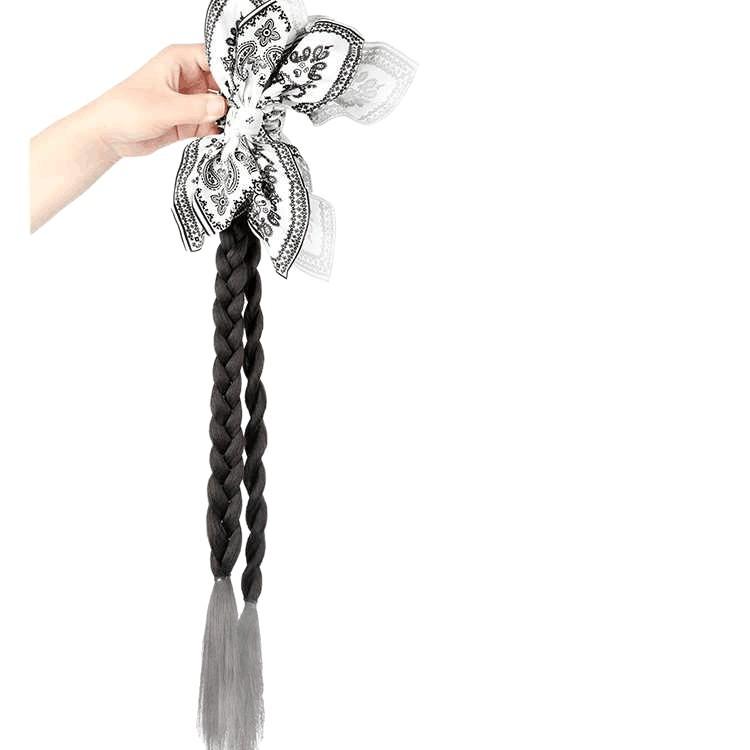 つけ毛 レディース 新中式 カシューナッツ柄 ボクサーヘア ブレイズ風 ハーフアップ ポニーテール 自然..