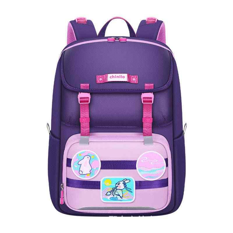 リュックサック キッズ 子供用 小学生 スクールバッグ 大容量 防水 軽量 パープル グレー 通学 遠足