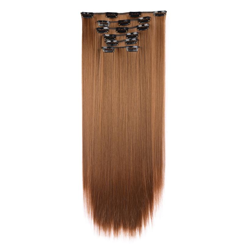 ヘアピース レディース 6点セット ロング ストレート エクステ 高温耐熱ファイバー 22インチ ワンタッ..