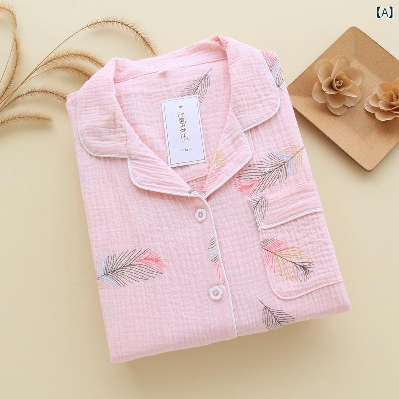 パジャマ レディース 綿 寝巻き 上下セット 長袖 長ズボン ダブルガーゼ ルームウェア 部屋着 寝間着 リラックス ウェア 春秋 冬 快適 柔らかい ピンク系 ブルー ホワイト