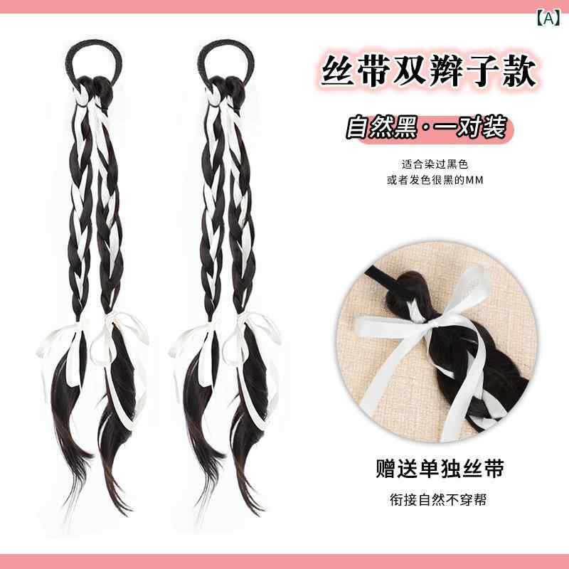 ウィッグ レディース ポニーテール バレエ リボン 自然 ボクシング ブレード ツインテール 蝶結び 自然..