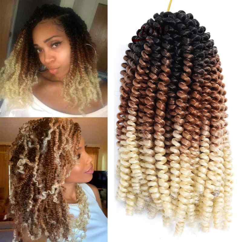 ヘアエクステ レディース スプリングツイスト アフリカン ブレイズ 巻き髪 ショート エクステ カール ..