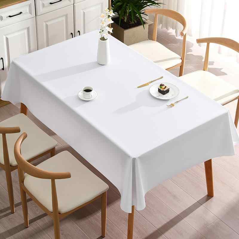 テーブルクロス 防水 防油 撥水 長方形 無地 北欧風 おしゃれ PVC製 デスクマット 食卓カバー 白 ベー..
