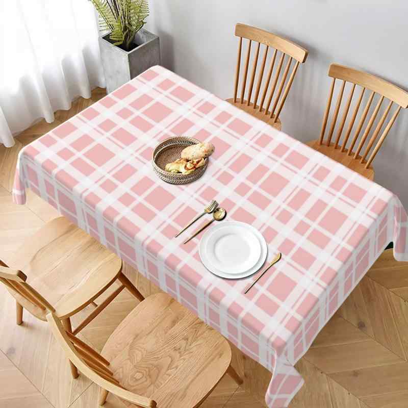 テーブルクロス 長方形 ポリエステル 防水 防塵 耐熱 耐摩耗 滑り止め ストライプ 格子柄 花柄 幾何学模様 北欧風 リビング ダイニング カフェ