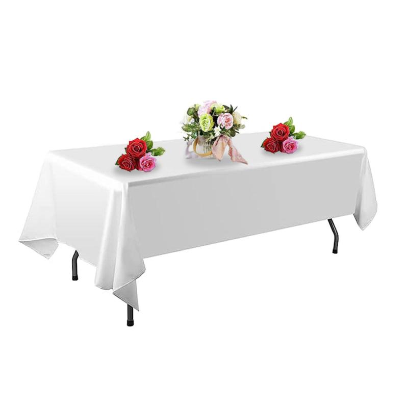 テーブルクロス 無地 ポリエステル 長方形 パーティー 宴会 レストラン 会議 イベント ホワイト 防滑 耐摩耗 美化 60X84IN 60X102IN 60X126IN