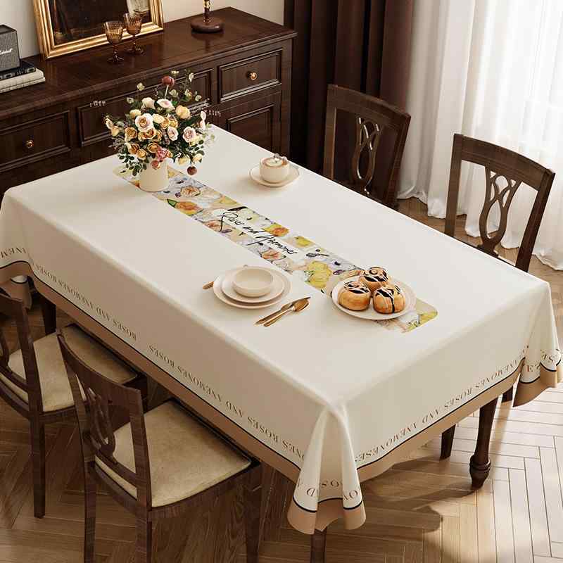 テーブルクロス 小羊皮 レザー 高級感 防水 防油 防汚 ランチョンマット 長方形 花柄 植物柄 美式