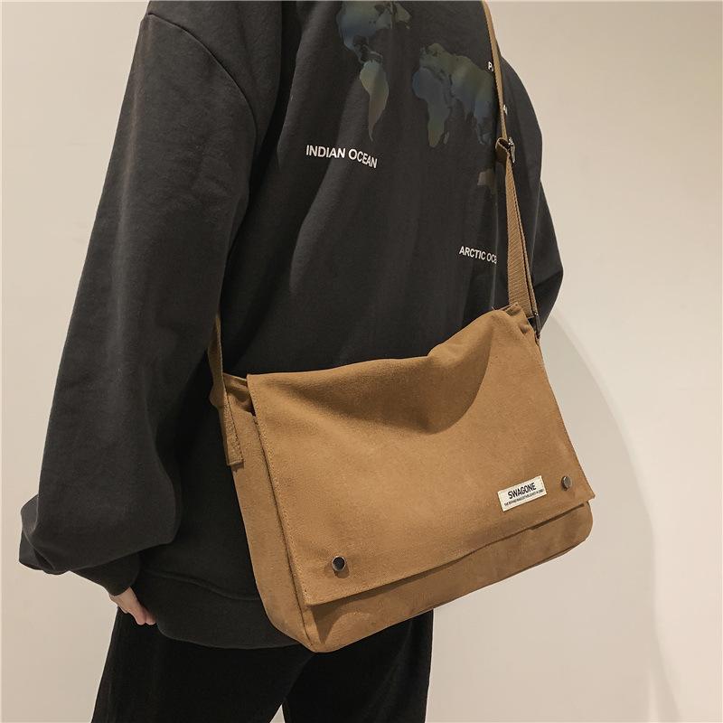 ショルダーバッグ メンズ 男性用 斜めがけ 帆布 キャンバス 通学 通勤 8インチPC収納可能 無地 ブラッ..